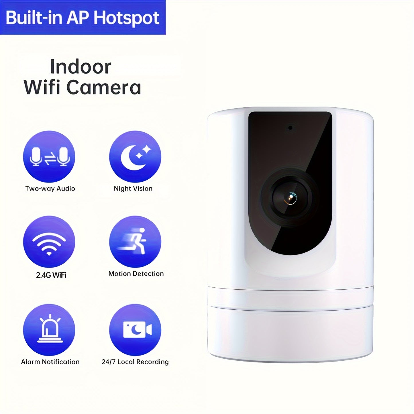 Withpad 1080p Foldable Indoor Pet Camera with APP, 2-Way Audio, Night Vision, Motion Detection, USB Powered, Easy Installation for Home Security