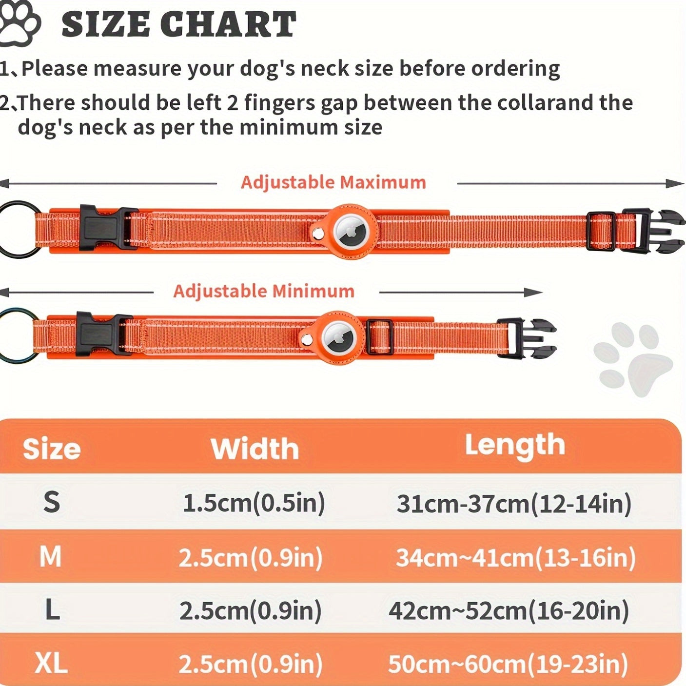 Airtag Dog Collar, Air Tag Waterproof Dog Collar With Airtag Holder, Reflective Airtag Dog Collar With Soft Padding For Small, Medium And Large Dogs