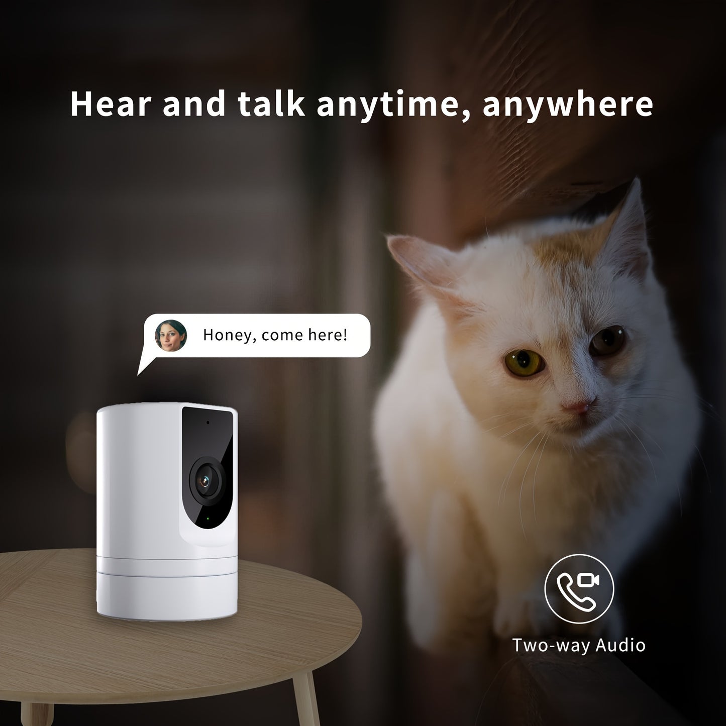 Withpad 1080p Foldable Indoor Pet Camera with APP, 2-Way Audio, Night Vision, Motion Detection, USB Powered, Easy Installation for Home Security