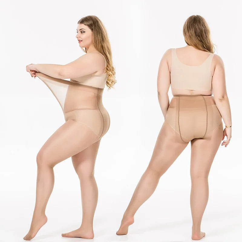 Summer Thin Large Size Tights Anti-hook Tear Resistant Super Elastic Magical T Crotch Seamless Pantyhose Plus Size Nylons Lady