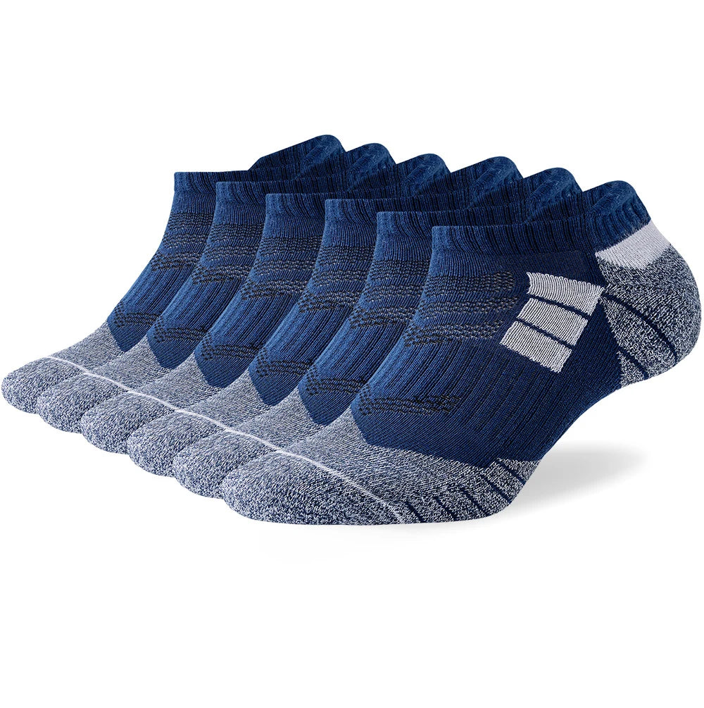 6 Pairs Lot Pack Men's Sports Socks Thick Cushioned Mesh Breathable Comfortable Ear Male Athletic Low Cut Running Ankle Socks