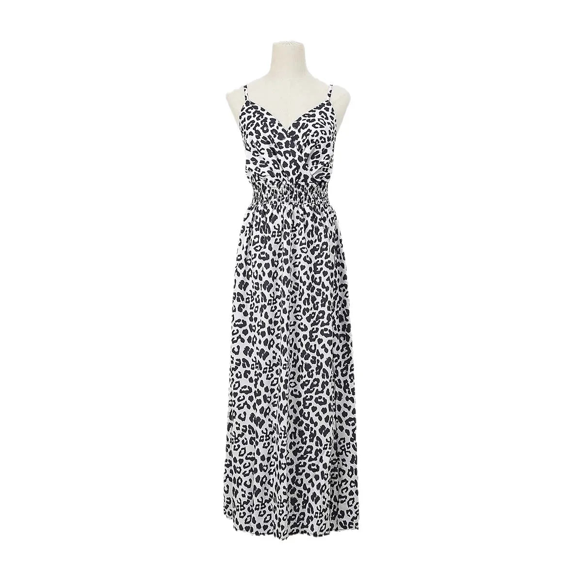 Vacation Style Women's Sexy Suspender Dress Sleeveless V-Neck Leopard Print Dress Summer Dates Party Vacations A Line Dresses