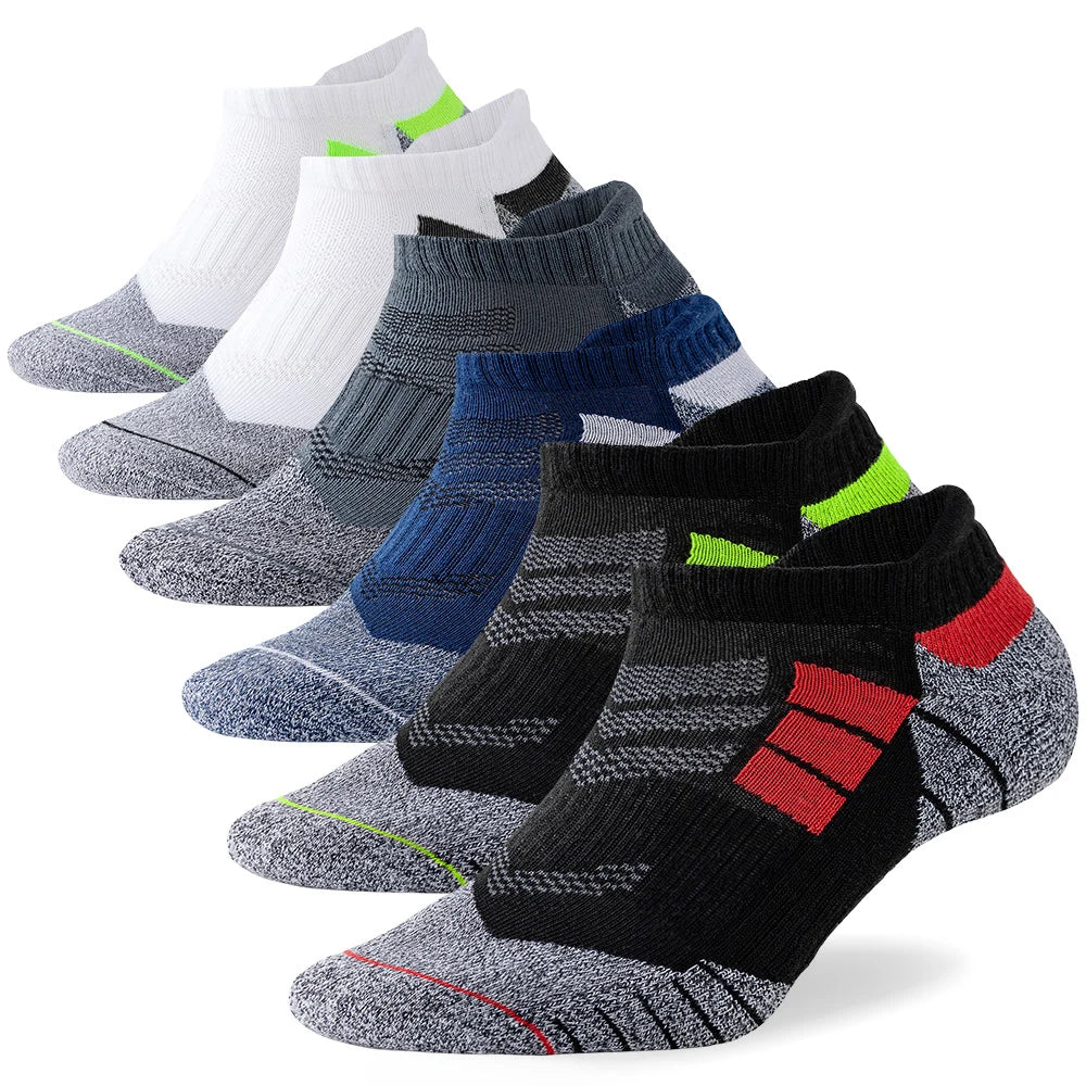 6 Pairs Lot Pack Men's Sports Socks Thick Cushioned Mesh Breathable Comfortable Ear Male Athletic Low Cut Running Ankle Socks