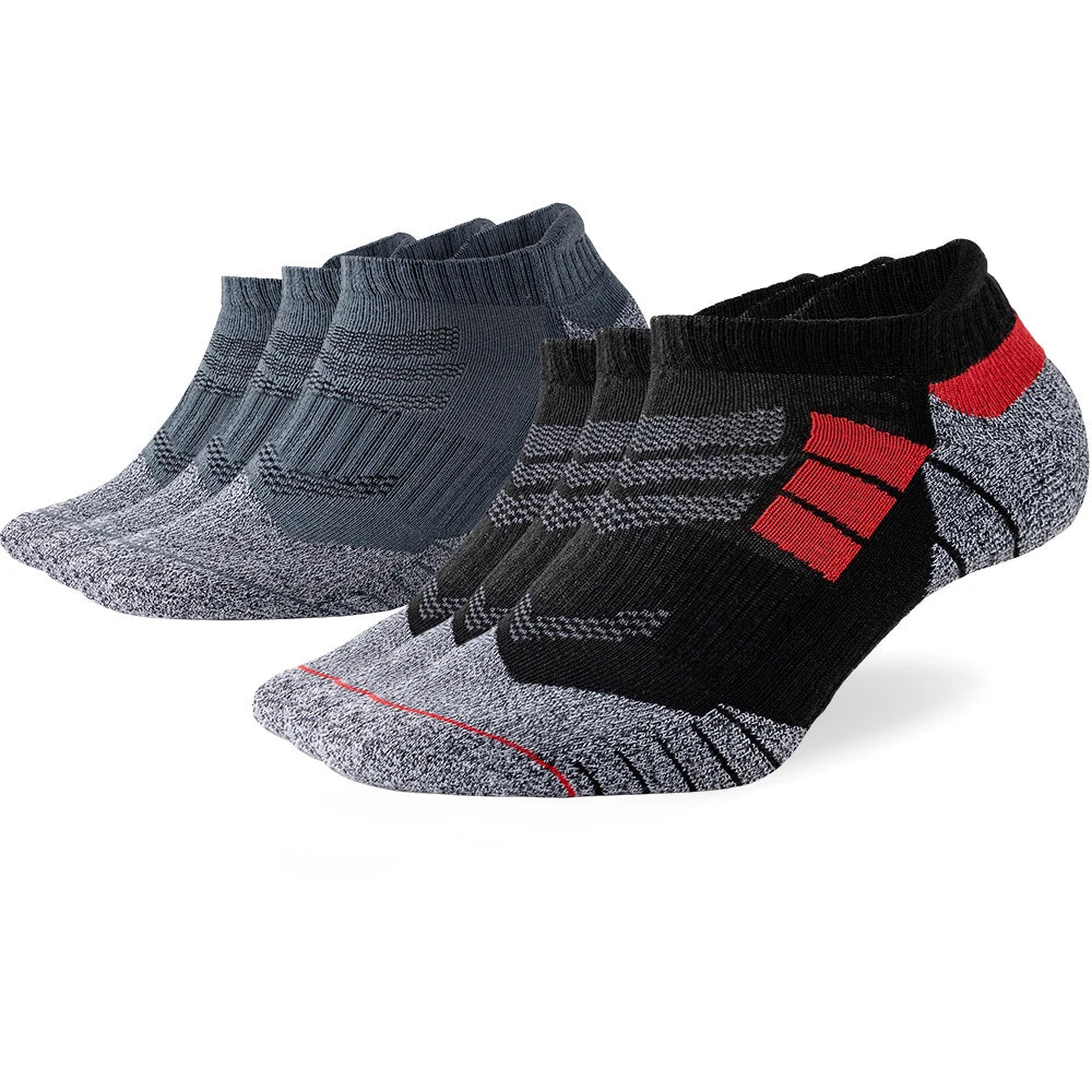 6 Pairs Lot Pack Men's Sports Socks Thick Cushioned Mesh Breathable Comfortable Ear Male Athletic Low Cut Running Ankle Socks