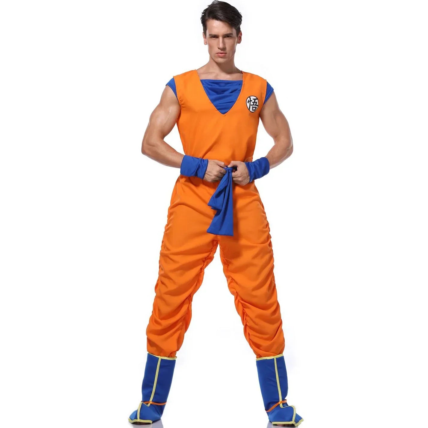 Adult Man Halloween Japanese Anime Son Goku Cosplay Costume Superheroes Role Play Orange Jumpsuit Fancy Dress Up