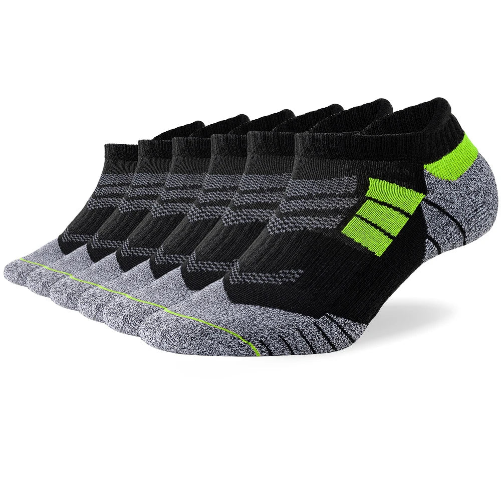 6 Pairs Lot Pack Men's Sports Socks Thick Cushioned Mesh Breathable Comfortable Ear Male Athletic Low Cut Running Ankle Socks