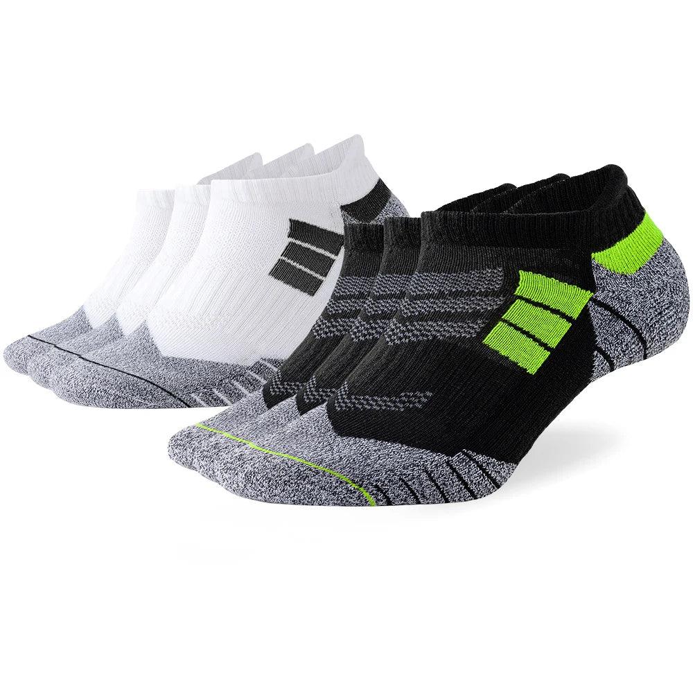6 Pairs Lot Pack Men's Sports Socks Thick Cushioned Mesh Breathable Comfortable Ear Male Athletic Low Cut Running Ankle Socks