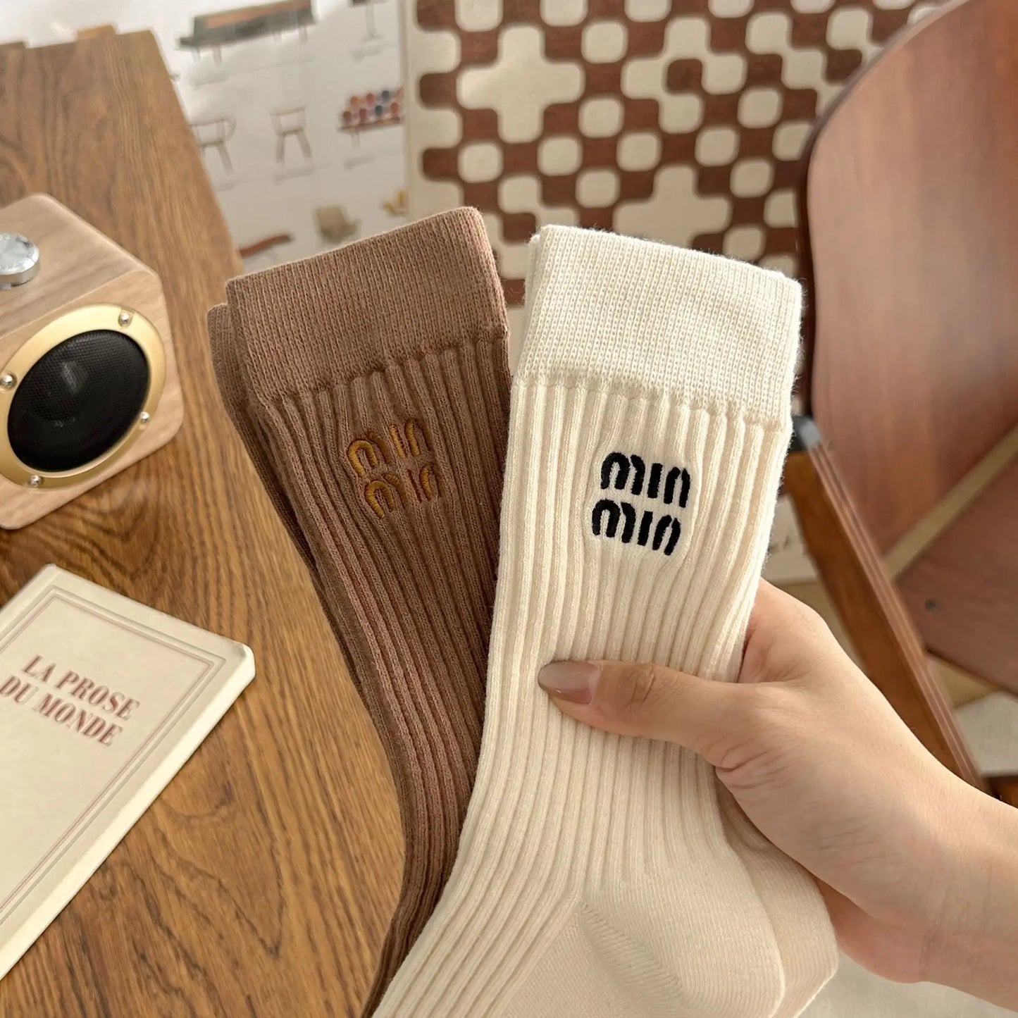 5 Pairs Socks Letter Designer Women Socks Luxury Brands Embroidered Striped Double-needle Mid-Tube Fashion Solid Cotton Socks