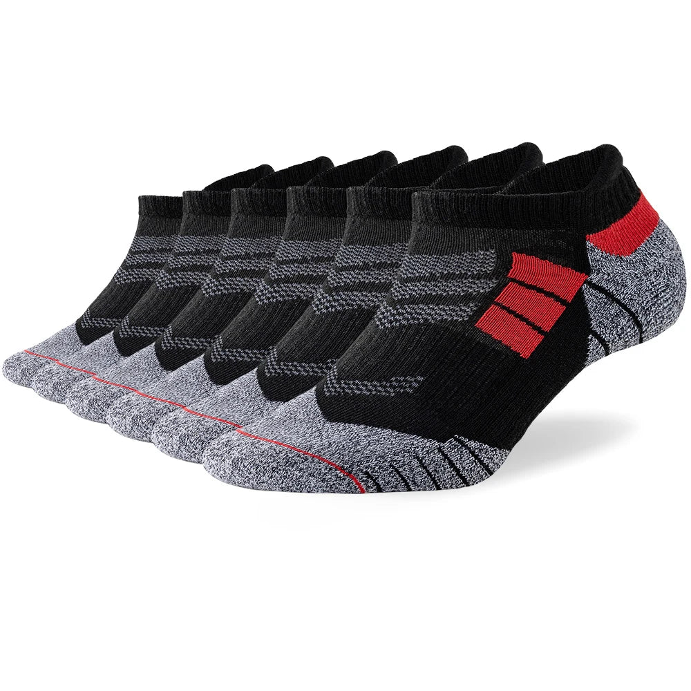 6 Pairs Lot Pack Men's Sports Socks Thick Cushioned Mesh Breathable Comfortable Ear Male Athletic Low Cut Running Ankle Socks
