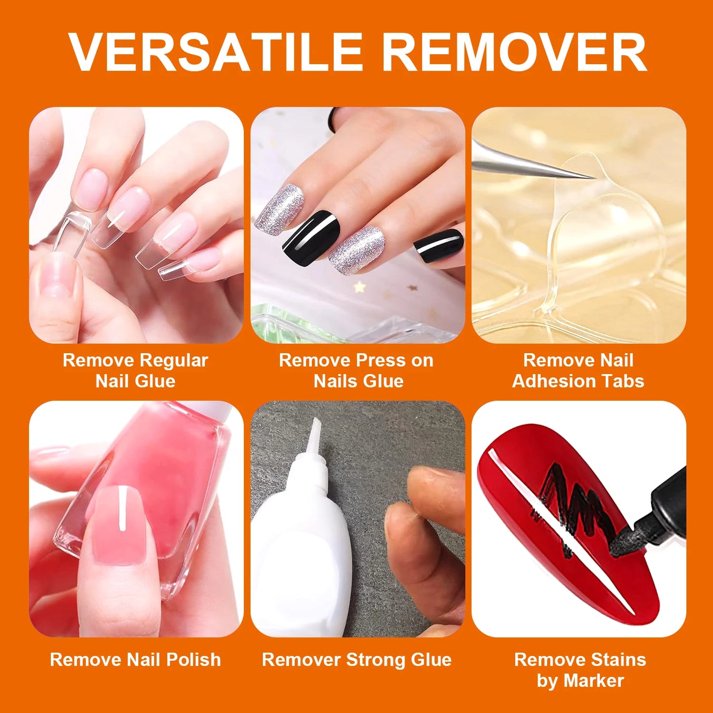 TWOING 10ml Nail Glue Remover for Fake Nails Easily Removes Acrylic Nails, Press-On Nails & Rhinestones - Convenient Prying Cap