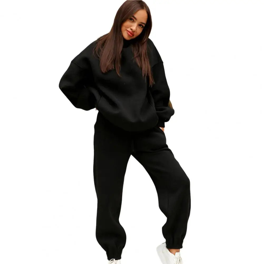 Women Tracksuit Autumn Winter Warm Hoodies Top Suits Casual Hooded Sweatshirts And Jogging Pants Outfits Sweatpants 2 Piece Sets