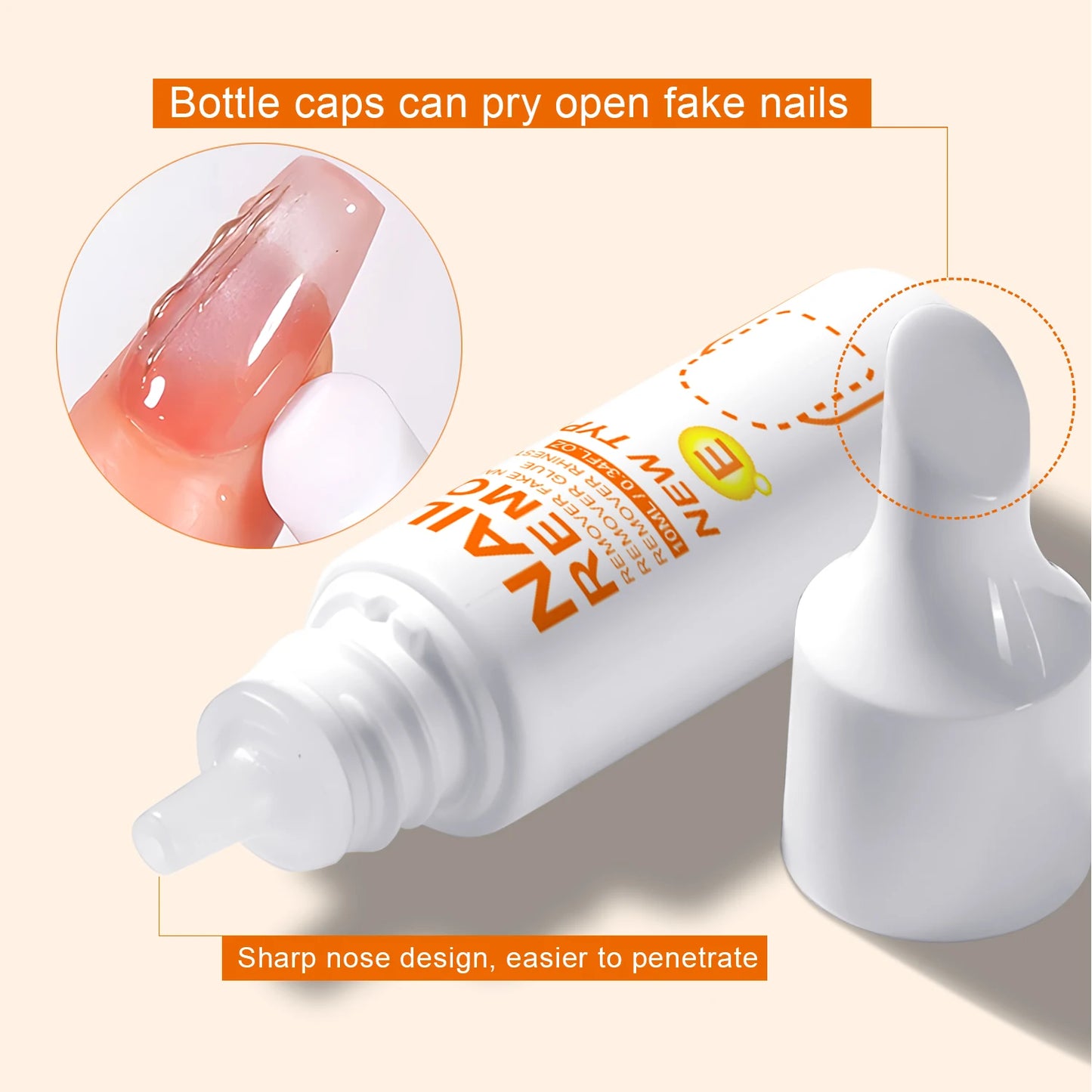 TWOING 10ml Nail Glue Remover for Fake Nails Easily Removes Acrylic Nails, Press-On Nails & Rhinestones - Convenient Prying Cap