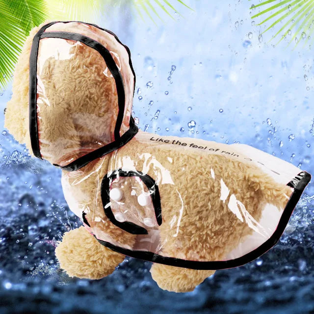 Waterproof And Fashionable PU Transparent Raincoat For Pets Small And Medium-Sized Dog Two-legged Dog New Cat Raincoat