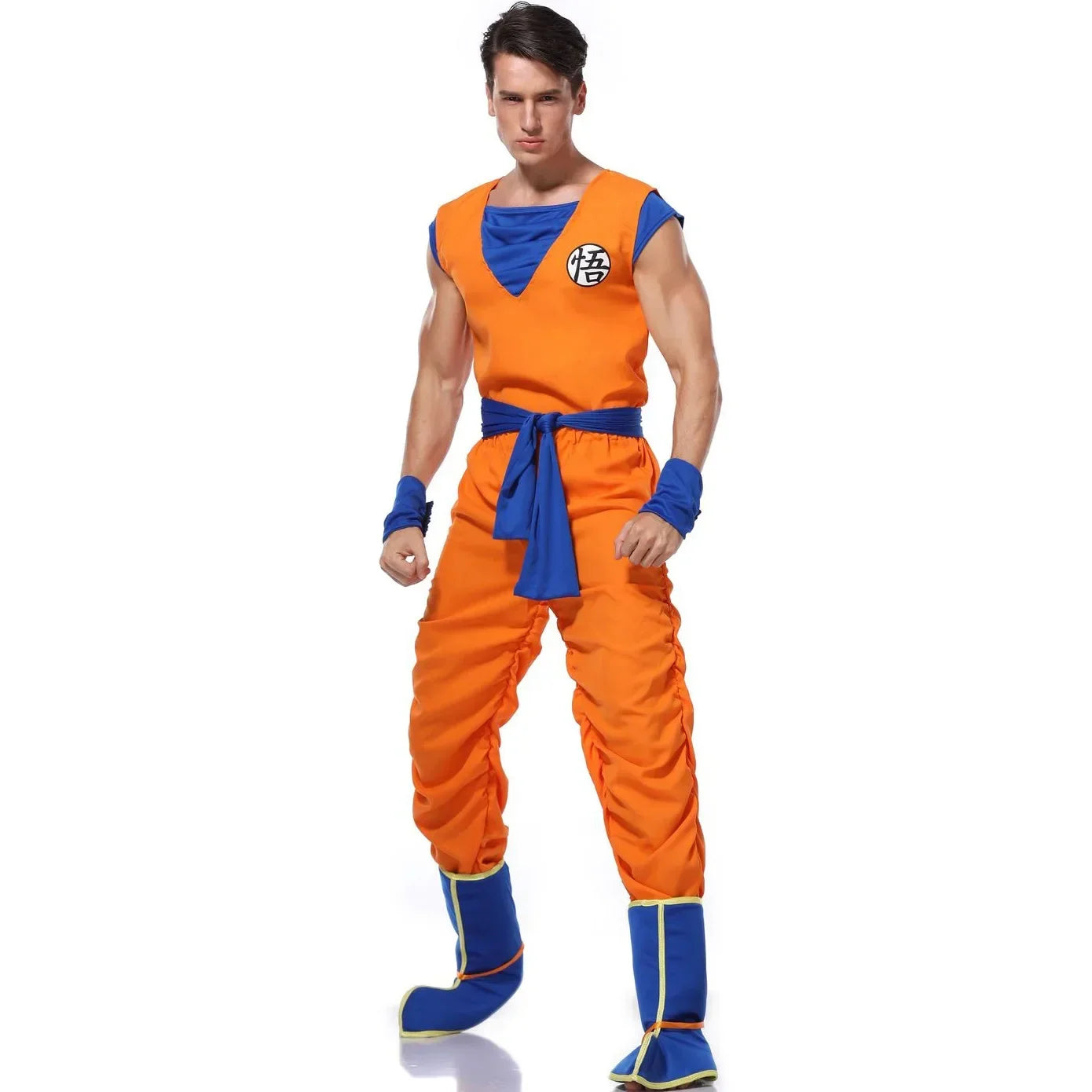 Adult Man Halloween Japanese Anime Son Goku Cosplay Costume Superheroes Role Play Orange Jumpsuit Fancy Dress Up