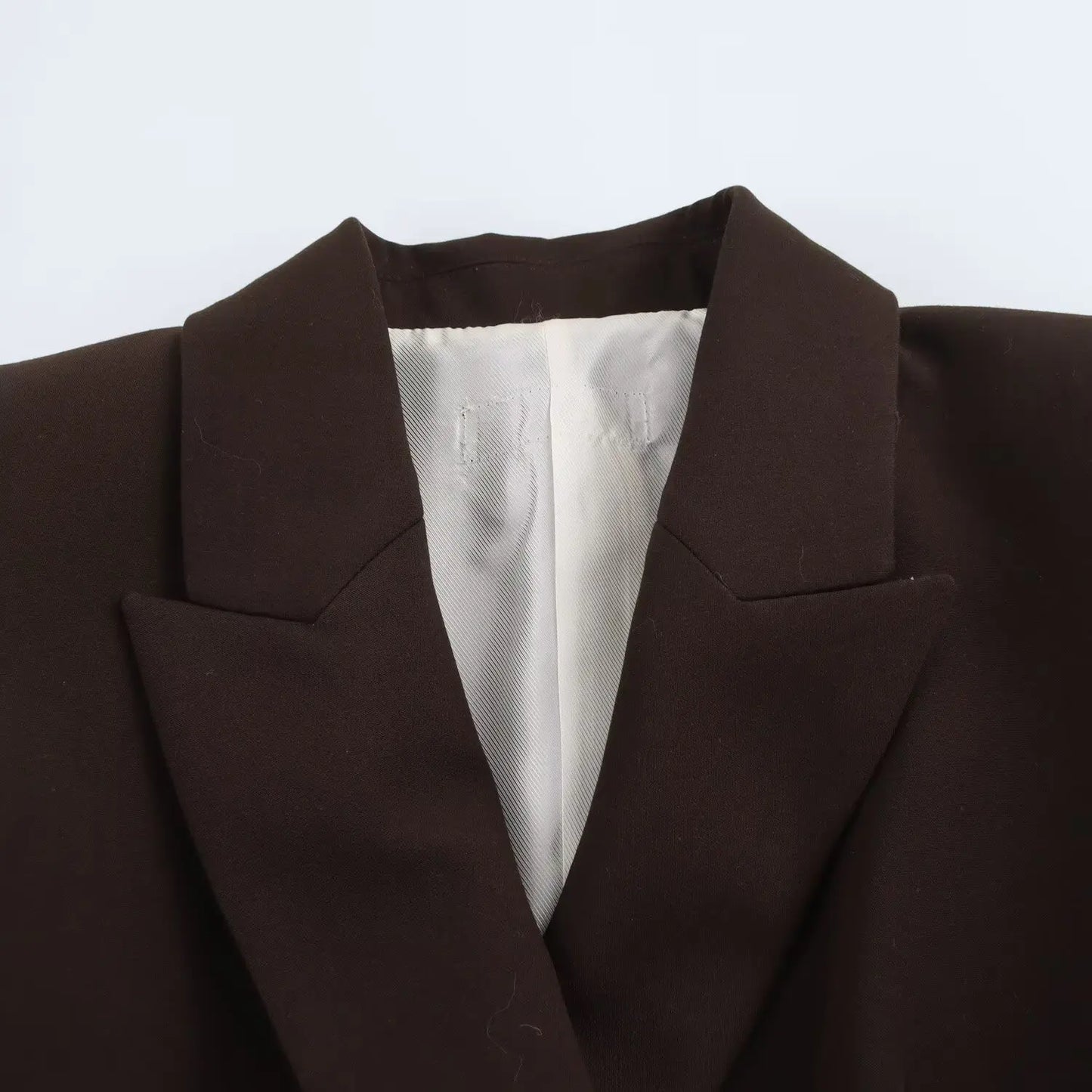 TRAFZA 2025 Women Elegant Lapel Double-Breasted Pocket Casual Blazer Coat+Fashion High Waist Zipper Loose Trousers 2 Piece Set