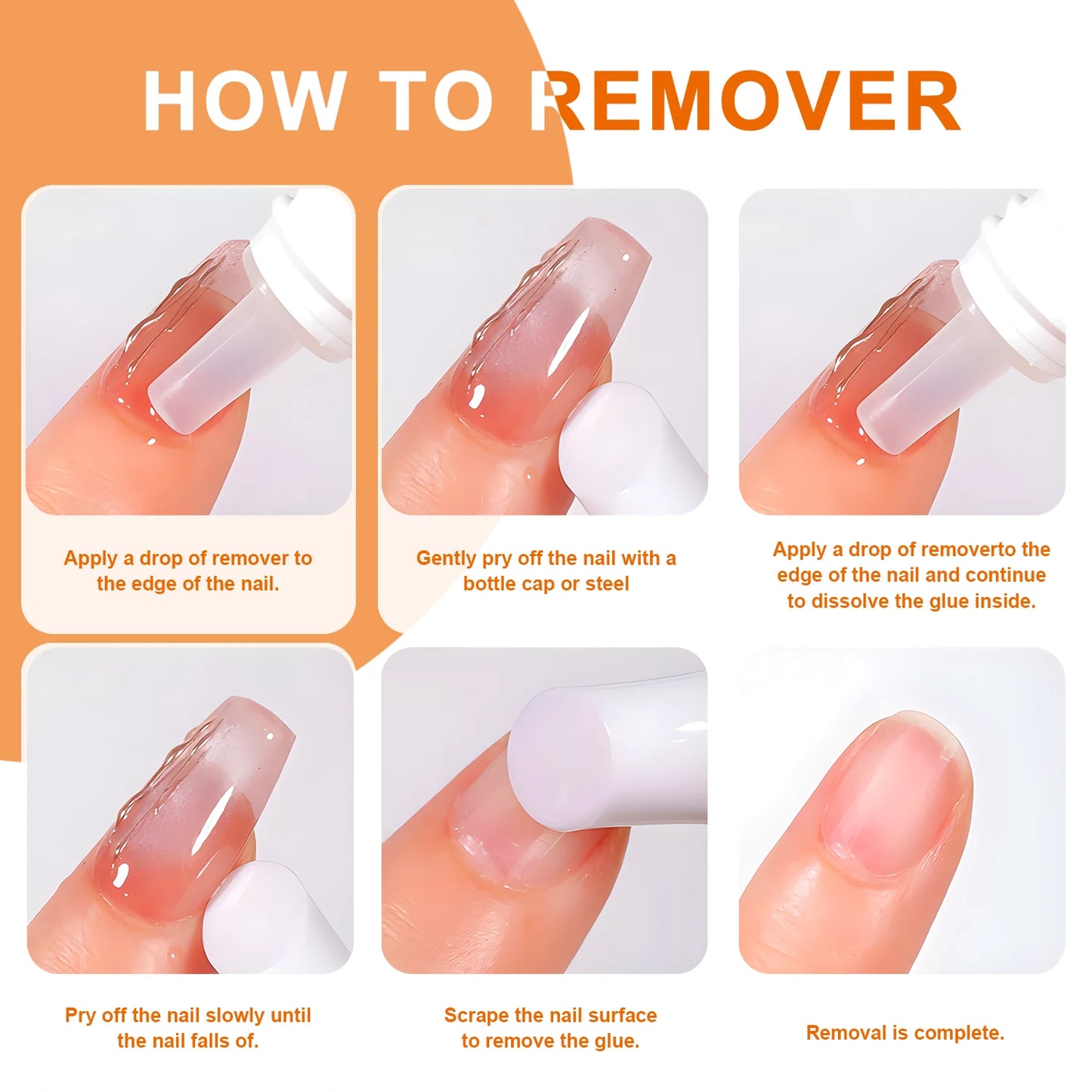 TWOING 10ml Nail Glue Remover for Fake Nails Easily Removes Acrylic Nails, Press-On Nails & Rhinestones - Convenient Prying Cap