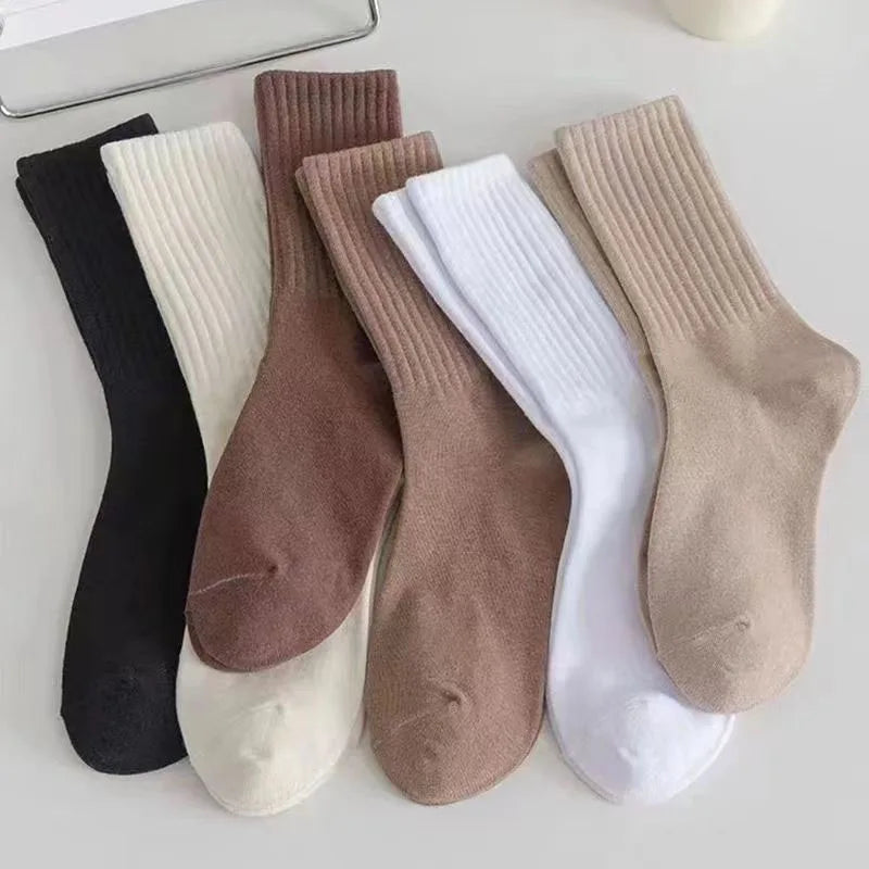 6 Pairs Of Women's Spring Mid Length Socks Boneless Snow Boots Pile Up Socks And Long Socks