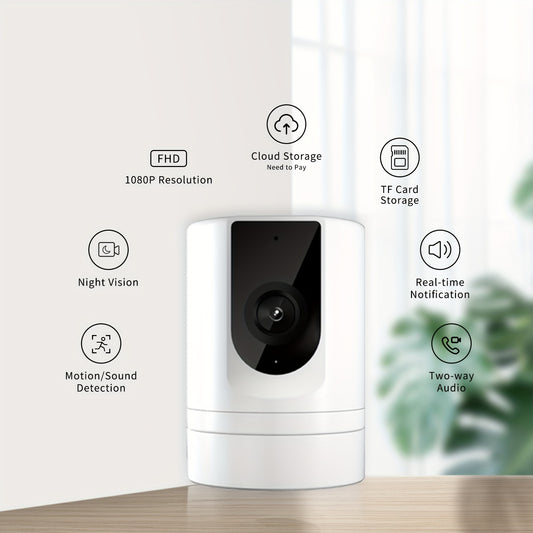 Withpad 1080p Foldable Indoor Pet Camera with APP, 2-Way Audio, Night Vision, Motion Detection, USB Powered, Easy Installation for Home Security