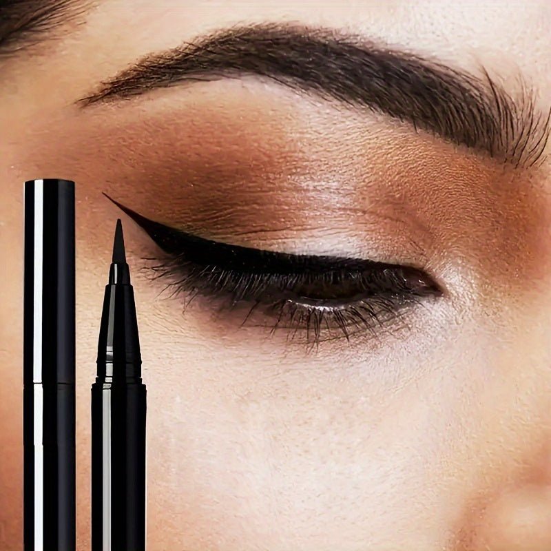 3pcs Black Liquid Eyeliner Pens - Quick Dry, Waterproof & Sweatproof, Smudge-Proof for Beginners, Ultra-Fine Tip, Long-Lasting Makeup Hold, Perfect for Festivals & Gifts