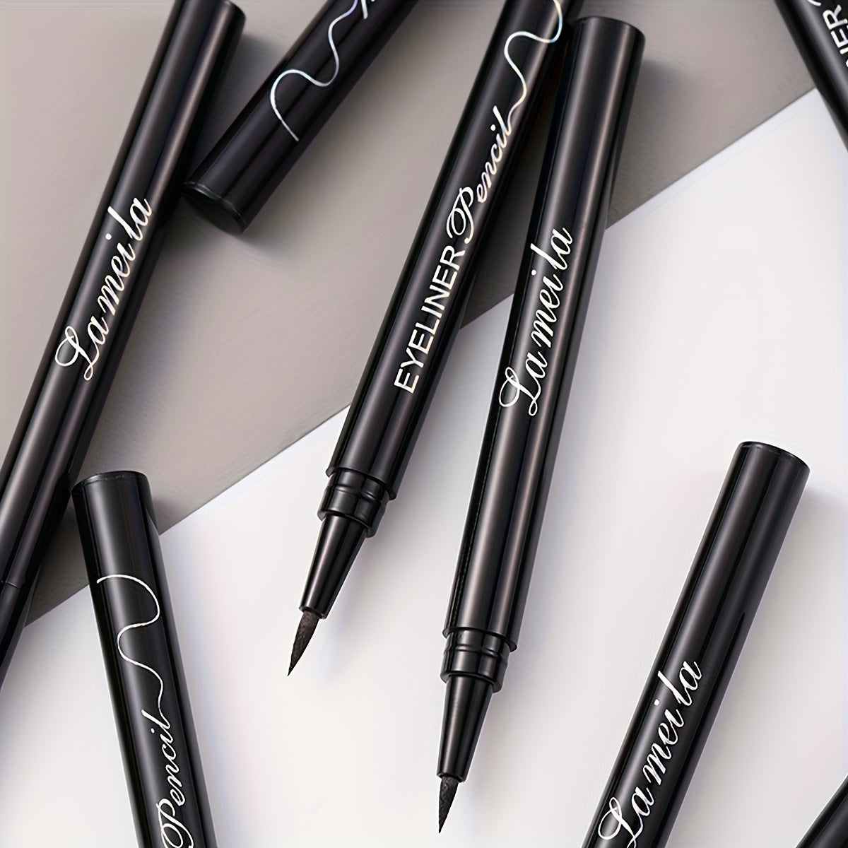 3pcs Black Liquid Eyeliner Pens - Quick Dry, Waterproof & Sweatproof, Smudge-Proof for Beginners, Ultra-Fine Tip, Long-Lasting Makeup Hold, Perfect for Festivals & Gifts