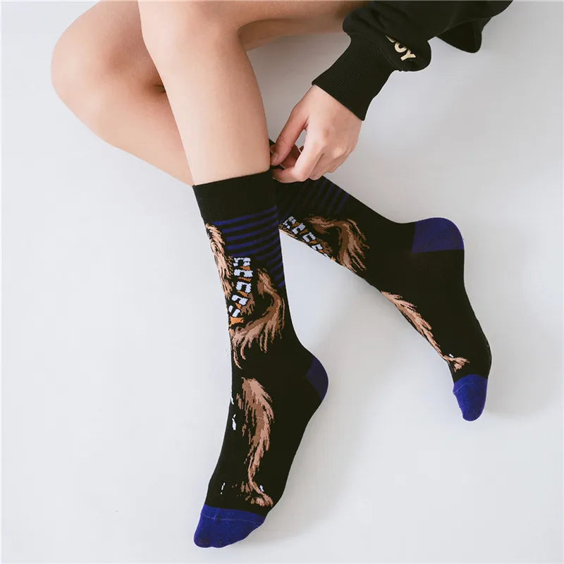 4 Pairs Star Wars Movie Cotton Long socks Master Yoda R2-D2 Cosplay Socks Wookiee Jedi Knight Novelty Men's Women's Socks