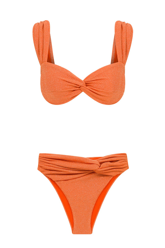2025 Sexy Orange Bikini Set with Knot Straps Perfect for Summer Beachwear Pool Parties Special Occasions Stand Out This Summer