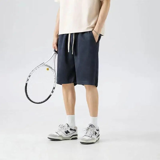 2024 American Suede Casual Shorts Men's Fashionable Summer Street Fashion All-Match Straight Loose Shorts