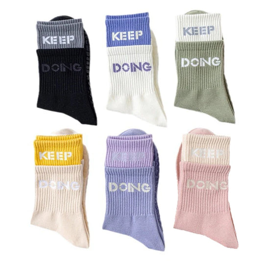 2 Pairs Yoga Socks for Women Stripe Pure Cotton Non Slip Pilates Socks Silicone Grips Indoor Sports Fitness Gym Dance Yoga Socks