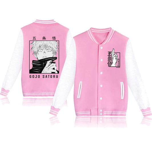 Anime New Gojo Satoru Baseball Jacket Shirt Men's Women's Fashion Street Style Elements Sweatshirt Baseball Uniform Coat