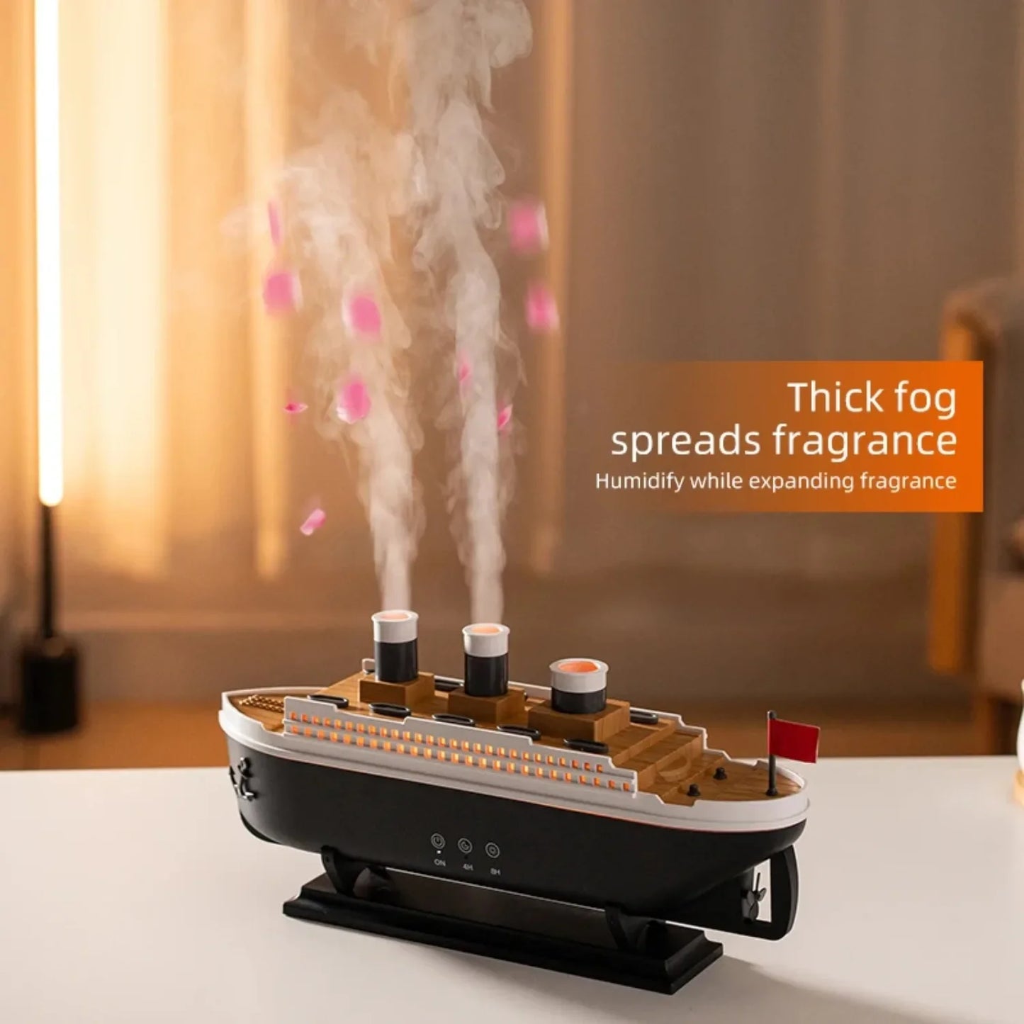 Titanic Ship Model Decoration Air Humidifier 250ml Essential Oil Diffuser Jellyfish Smoke Ring Spray Aroma Diffuser for Home