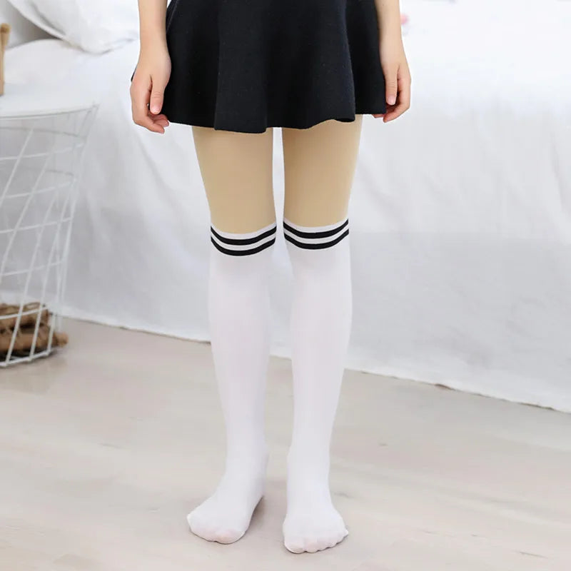 Spring autumn warm Baby Kids tights printing Cartoon Animal Bear pantyhose cats kitten Bunny Knee tattoo Student girls stocking